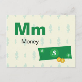 M är för Money - Alphabet Flash Card Vykort