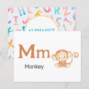 M är för Monkey - Alphabet Flash-kort Vykort