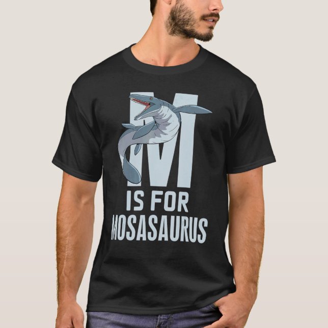 M är för Mosasaurus Paleontolog Prehistorisk Din T Shirt (Framsida)