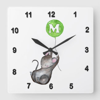 M är för MOUSE Fyrkantig Klocka