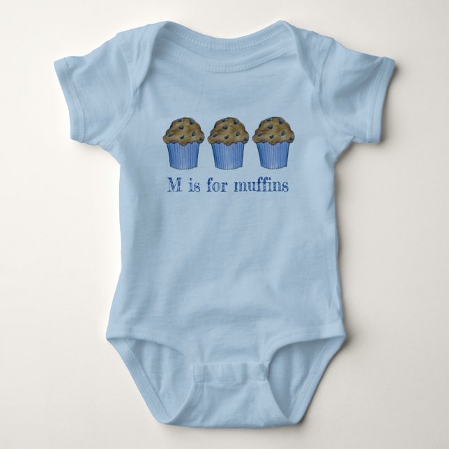 M är för muffins Blueberry Muffin Baked Goods ABCs T Shirt (Framsida)
