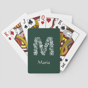 M Blommigt Doodle Monogram Casinokort