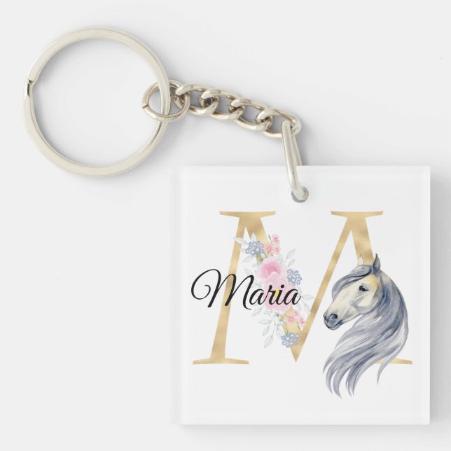 M bokstav personlig namnmonogram med häst (Framsidan)