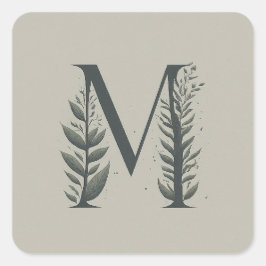 M Botaniskt monogram Fyrkantigt Klistermärke