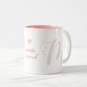 M brev Monogram om Rosa Kärlek Två-Tonad Mugg