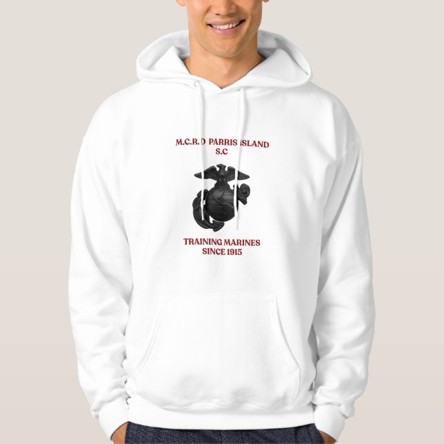 M.C.R.D Parris Island S.C Utbildar marinsoldater S Hoodie (Framsida)