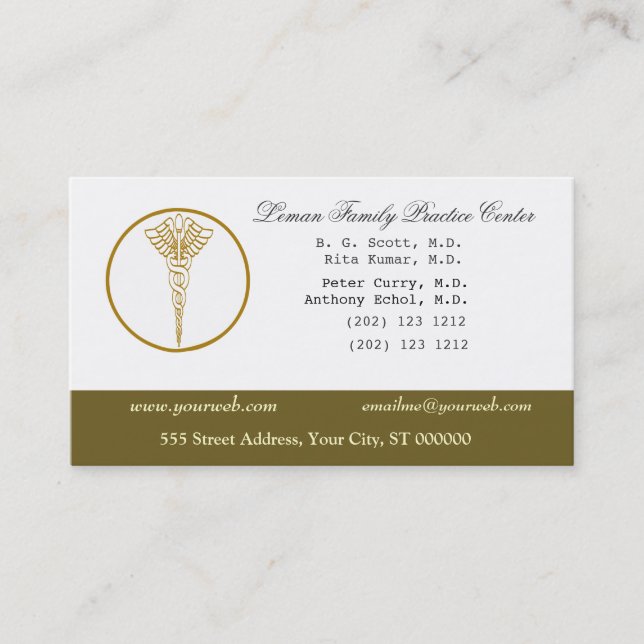 M.D. Läkare Medical Office & Möte Tidsbeställning Kort (Framsida)