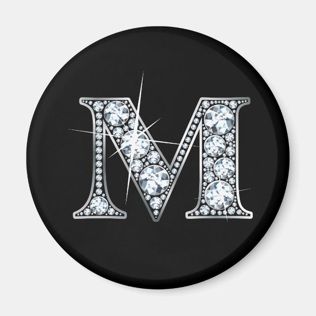"M" Diamond Bling Magnet (Framsidan)