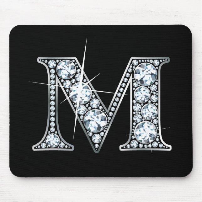 "M" Diamond Bling Mousepad Musmatta (Framsidan)