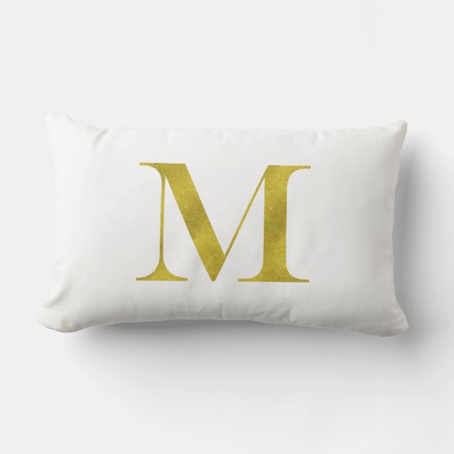 M Engravers Monogram Guld Faux Glitter mall Lumbarkudde (Framsida)