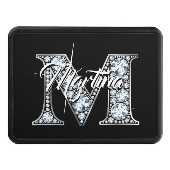 M Faux Diamond Bling Monogram Dragkroksskydd (Framsidan)