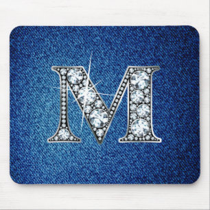 M Faux-"Diamond Bling" på Denim Mousepad Musmatta