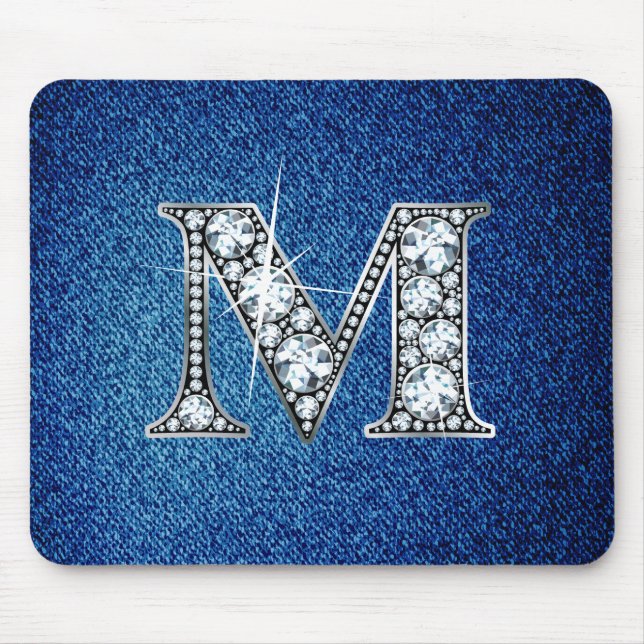 M Faux-"Diamond Bling" på Denim Mousepad Musmatta (Framsidan)