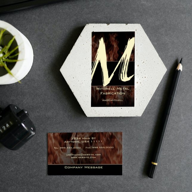 M Flame Monogram-Affärskort Visitkort (M Flame Monogram Business Card)