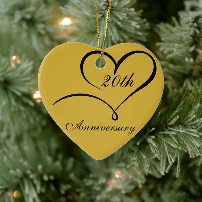 M Gold Ceramic Heart Gift Romantic Anniversary Cha Julgransprydnad Keramik (Träd)