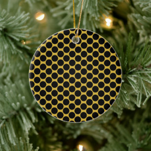 M Guld Desk Mat med Modern Black Dot Stil Circle Julgransprydnad Keramik