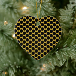 M Guld Desk Mat med Modern Black Dot Stil Heart Julgransprydnad Keramik
