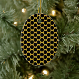 M Guld Desk Mat med Modern Black Dot Stil Oval Julgransprydnad Keramik