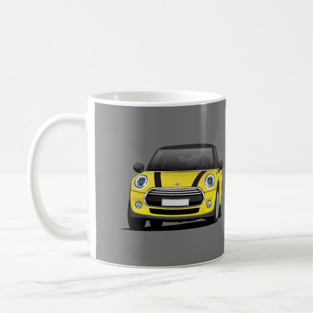 M Hatch Cooper S, 2 bild mugg, gul - svart Kaffemugg (Vänster)