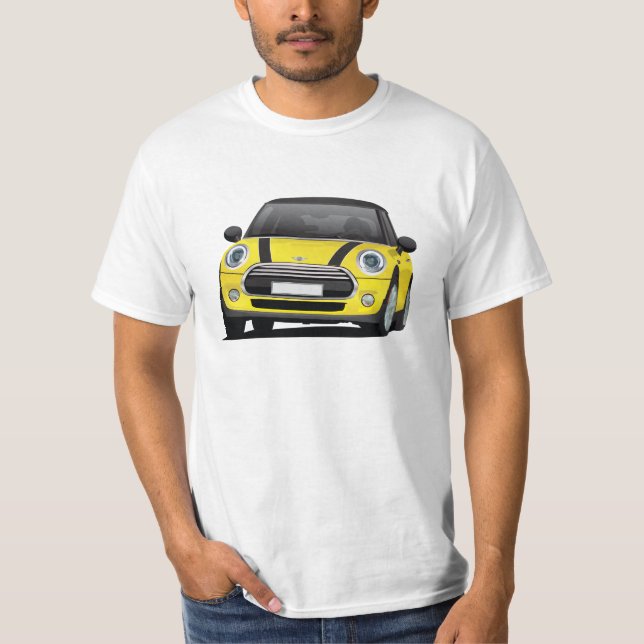 M Hatch Cooper S (F56) gult - svart T-shirt (Framsida)