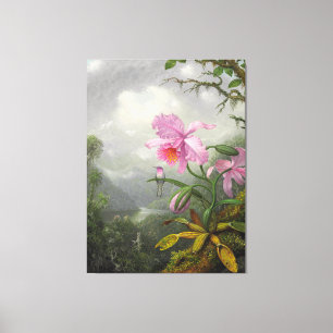 M. HEADE - Hummingbird Perched on Orchid Plant Canvastryck