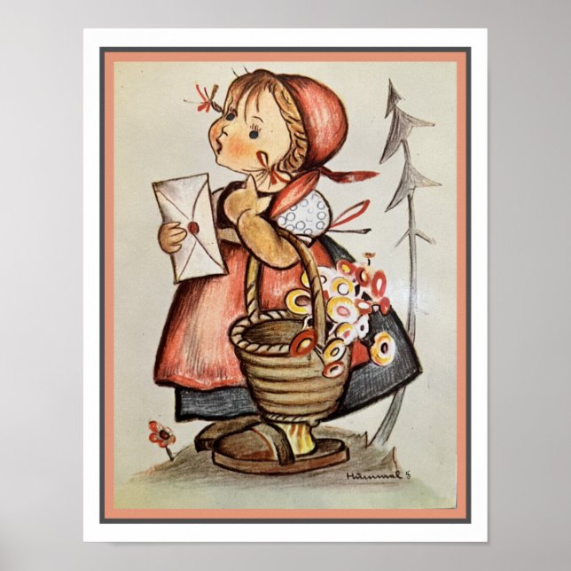 M. I. Hummel The Little Messenger 1940's Print Poster (Framsidan)