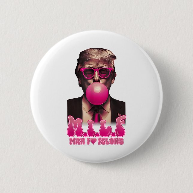 M.i.l.f Man I Kärlek Felons Funny Rosa Bubble Gr Knapp (Framsida)