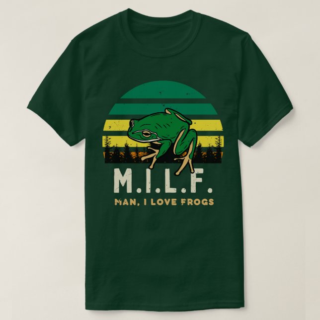 M I L F Man I Kärlek Frogs Funny Retro T Shirt (Design framsida)