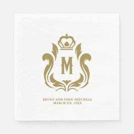 M Inital Guld Vapensköld Pappersservett