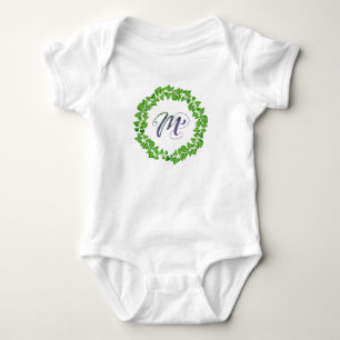 M Initial Boho Grön Lövkrans Söt Snygg T Shirt
