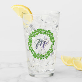 M Initial Boho Grönt Foliage Utandning Utspädd Söt Glaskopp