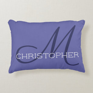 M Initial Elegant Namn Periwinkle Blå Stilig Prydnadskudde