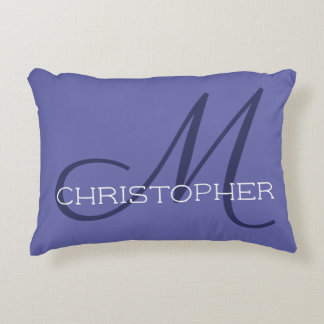 M Initial Elegant Namn Periwinkle Blå Stilig Prydnadskudde