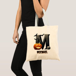 M Initial Halloweenknep eller Godis påse Söt Tygkasse