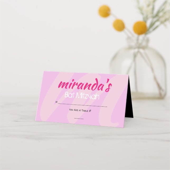 M INITIALER-INSAMLINGSKort för Bat mitzvah eskorte Placeringskort (Framsida)