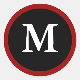 M: Inledande M Brev M Red-, White & Black-fästare Runt Klistermärke