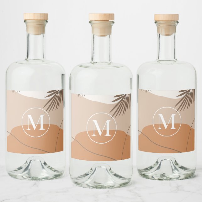 M - Inledande monogram Brev M Abstrakt design Spritflaskor Etikett (Flaskor)