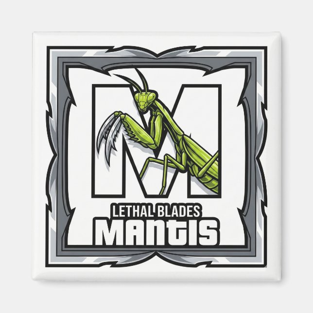 M is for Mantis – GTA Style ABC Learning Magnet (Framsidan)