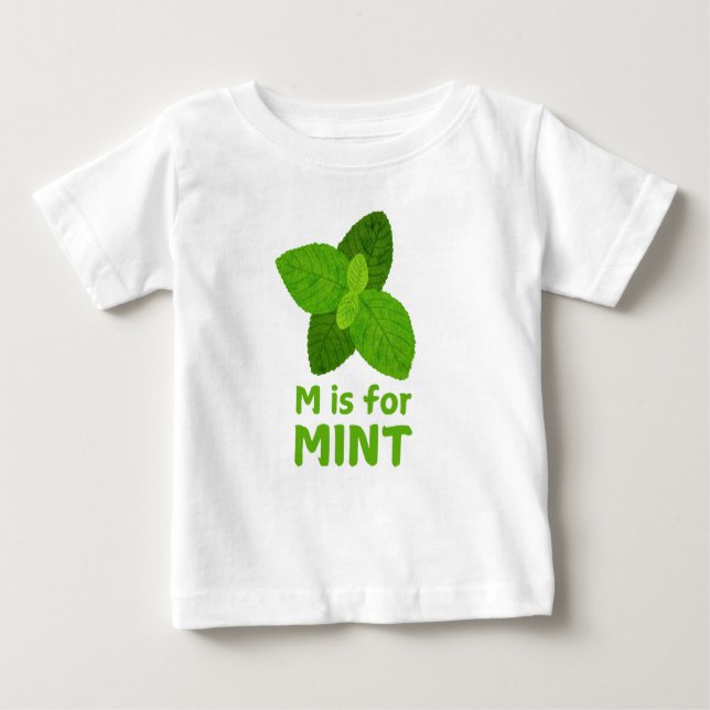  M is for MINT Green Veggie Alphabet M  T Shirt (Framsida)