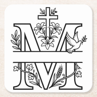M Kristet Monogram Underlägg Papper Kvadrat