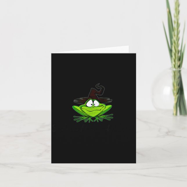M Machusetts Whimsy Frog Witches Hat Halloween Wit Kort (Framsida)