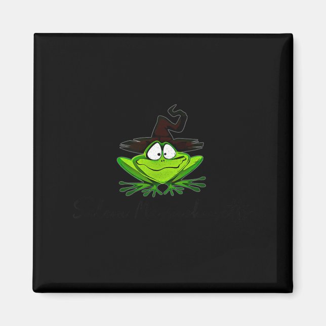 M Machusetts Whimsy Frog Witches Hat Halloween Wit Magnet (Framsidan)