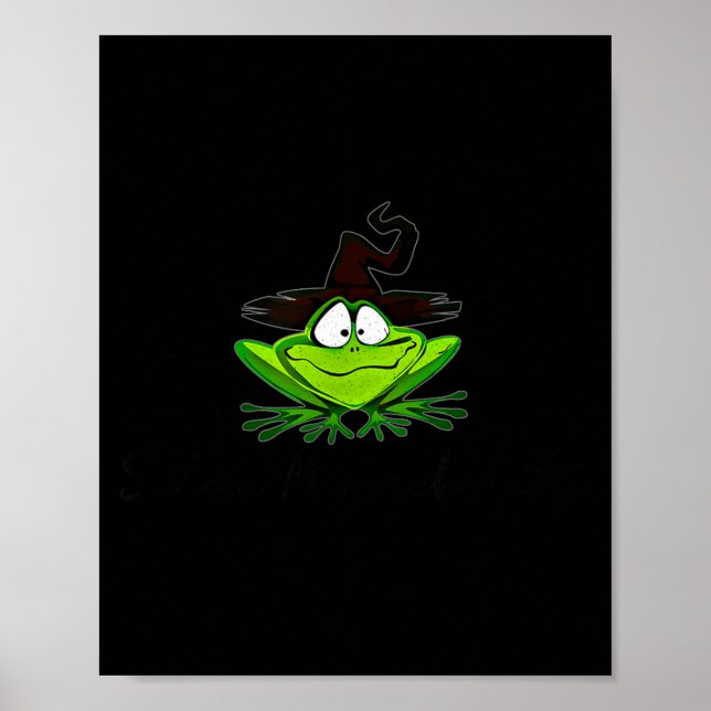 M Machusetts Whimsy Frog Witches Hat Halloween Wit Poster (Framsidan)