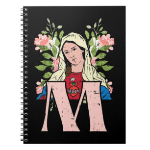 M Mary Virgin Helig Heart Jesus Religiösa Catholi Anteckningsbok