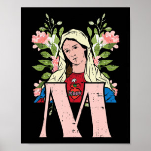 M Mary Virgin Helig Heart Jesus Religiösa Catholi Poster