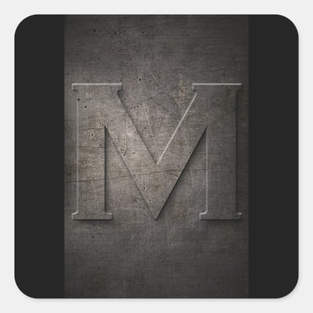 M Metall Monogram Stickers Fyrkantigt Klistermärke (Framsida)