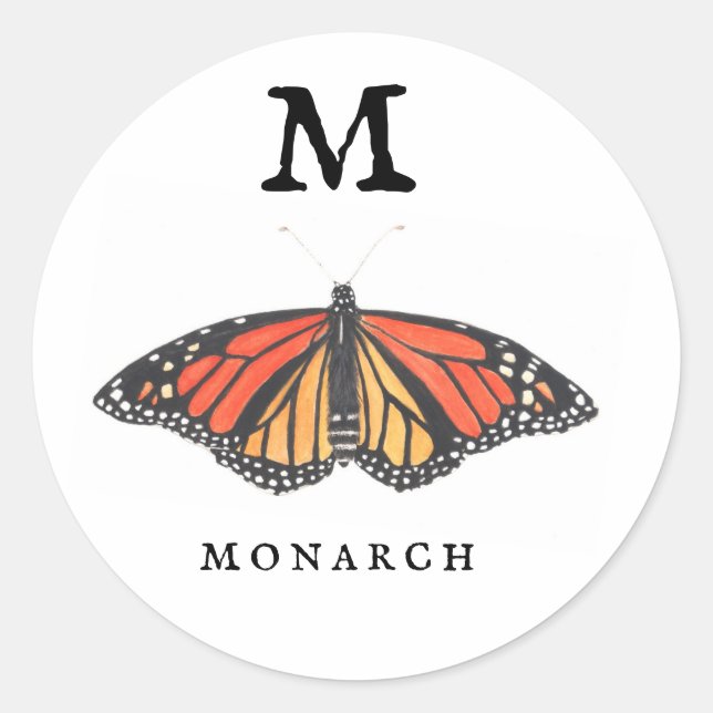 "M" Monarch Runt Klistermärke (Framsida)