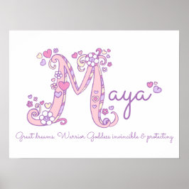 M monogram art Maya-flickor, namn betyder poster
