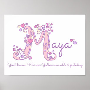 M monogram art Maya-flickor, namn betyder poster