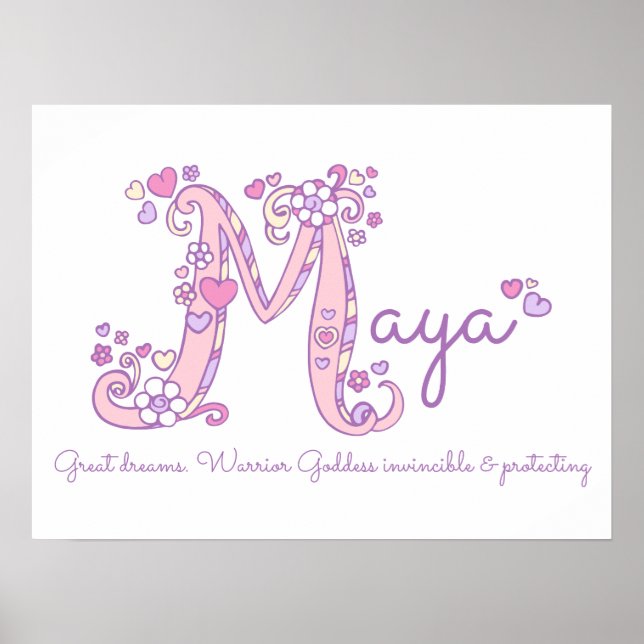 M monogram art Maya-flickor, namn betyder poster (Framsidan)